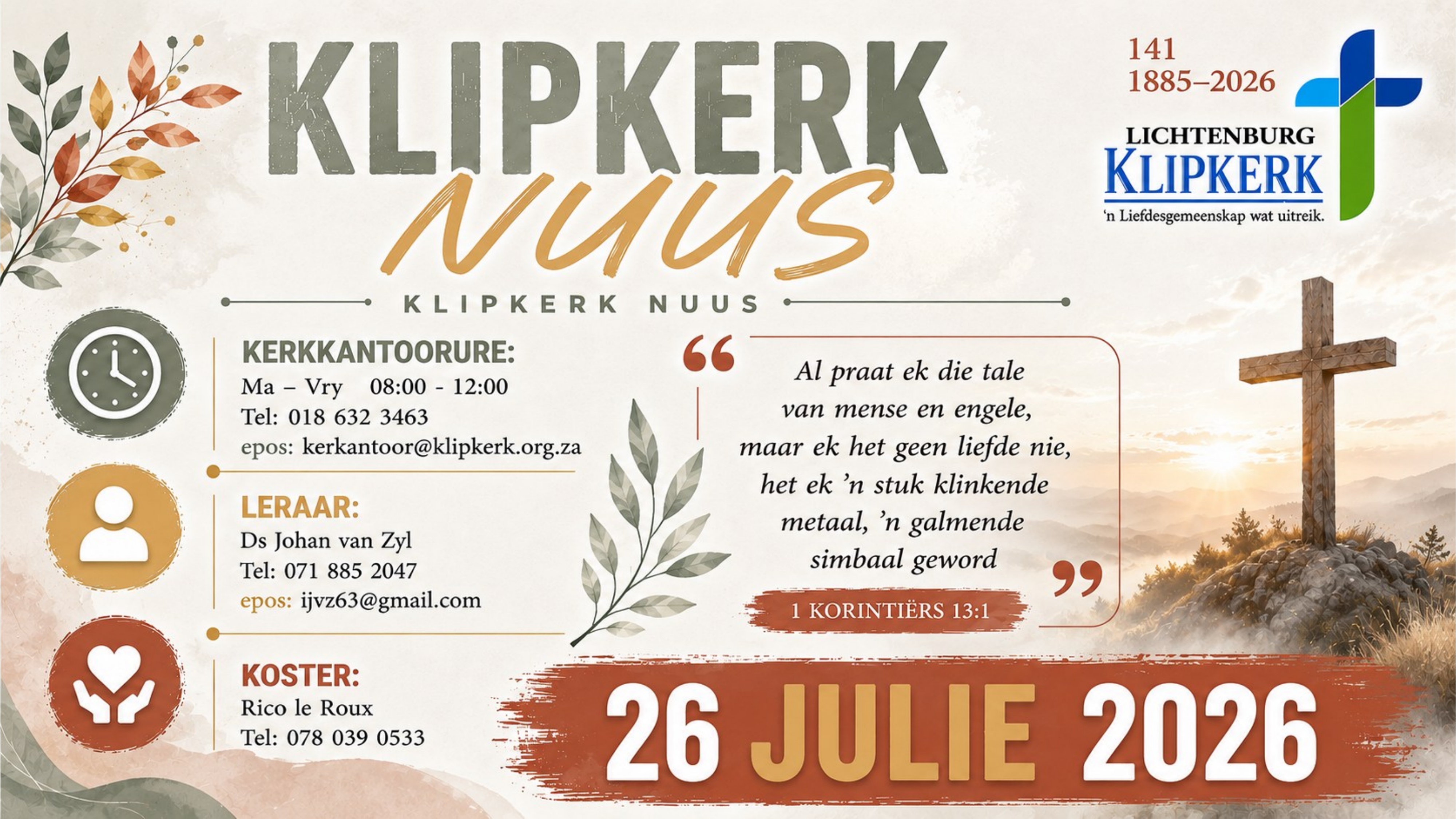 klipkerk Lichtenburg Weeknuus
